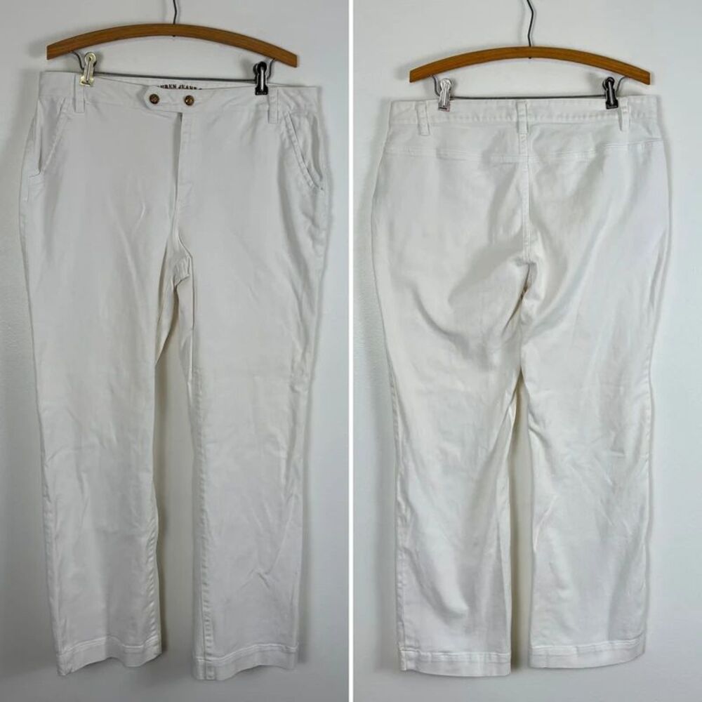 Lauren Jeans Co Ralph Lauren Womens Pants 12 White Brass Crest Buttons Stretch